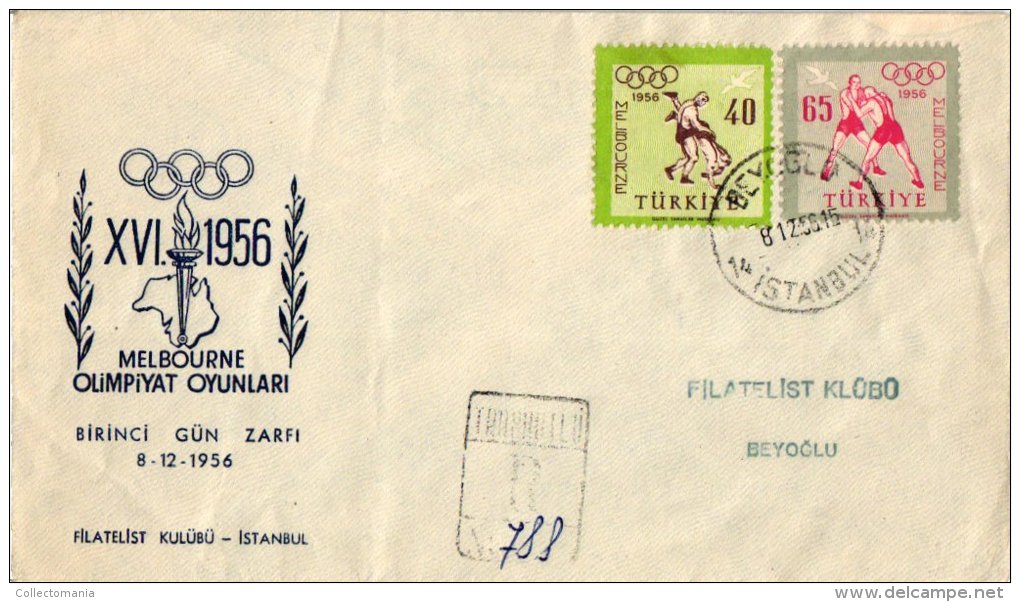 2 HOTEL LABELS TURKIJE  Turkey Santral Palace Adana YAyla Konya - & One Envelope  Stamps 1956  Olympic Games - Hotel Labels