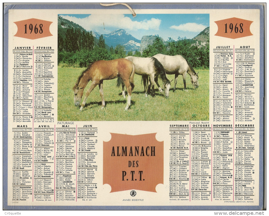 CALENDRIER ALMANACH DU FACTEUR 1968 - Petit Format : 1961-70