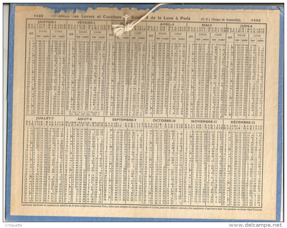 CALENDRIER ALMANACH DU FACTEUR 1968 - Kleinformat : 1961-70
