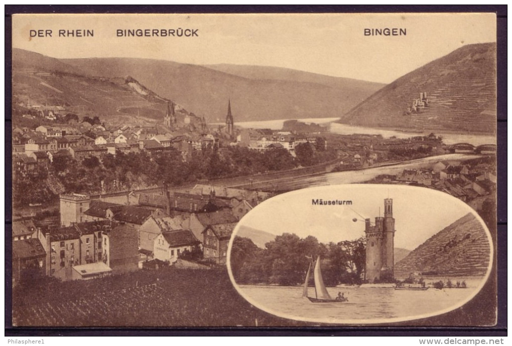 Der Rhein / Bingerbrück / Bingen / Mäuseturm  1911 - N. Gel. - 44301   Heiss & Co.,  Cöln-Sülz 1911 - Bingen