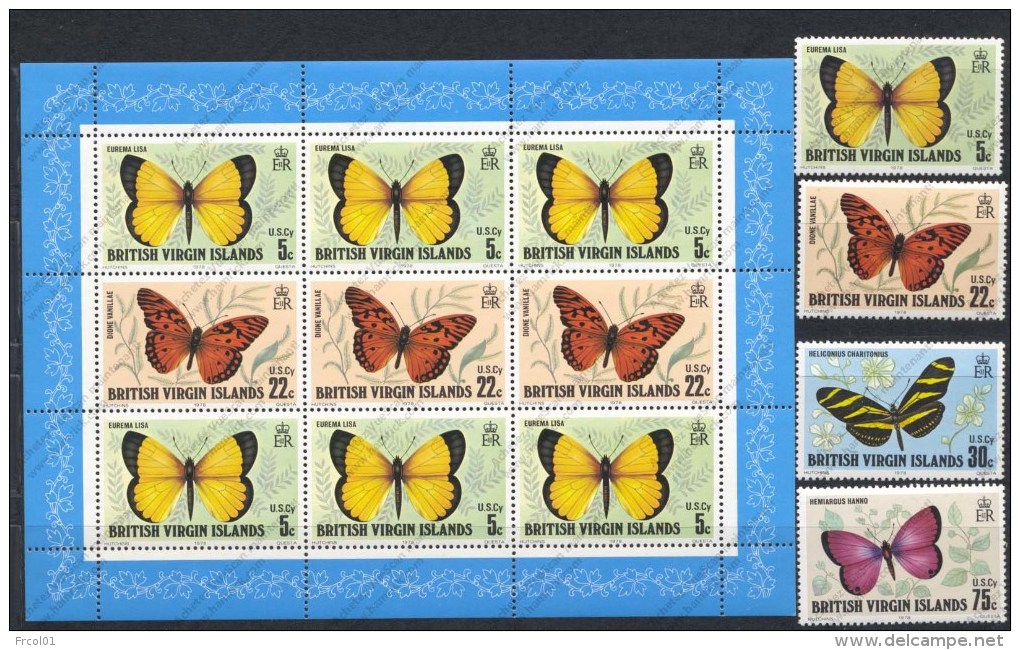 Iles Vierges Britanniques, Yvert 350/353+BF9, Scott 342/345+S/S, MNH - Iles Vièrges Britanniques