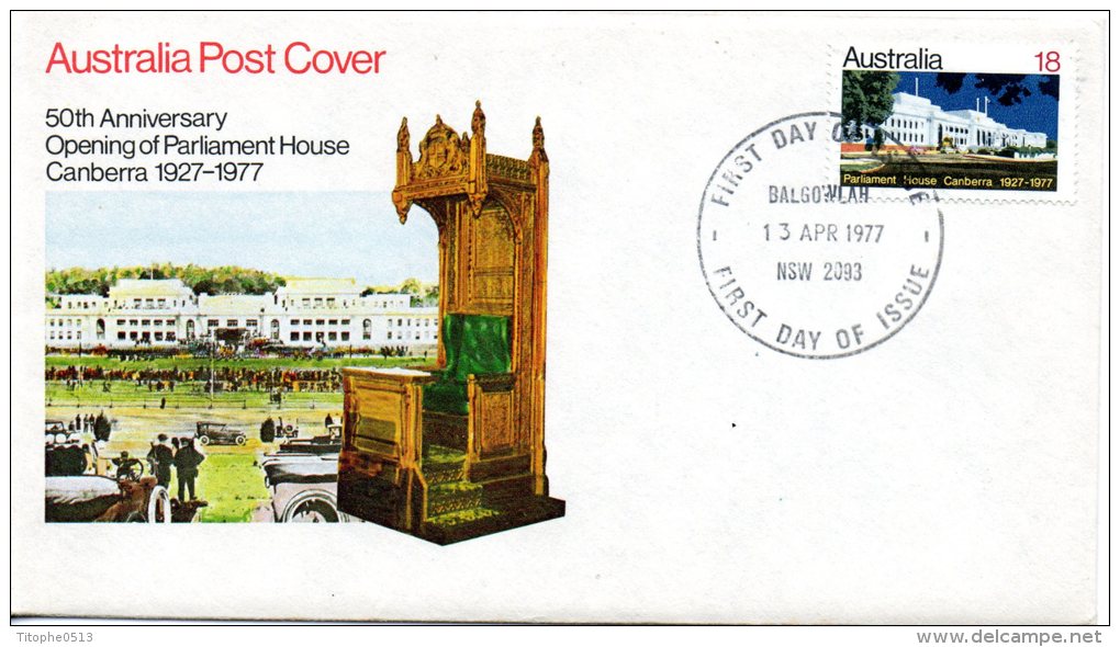 AUSTRALIE. N°620 De 1977 Sur Enveloppe 1er Jour (FDC). Parlement. - FDC