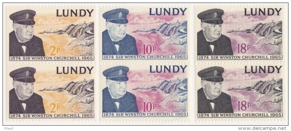 SI53D  Regno Unito LUNDY Europa 1965 WINSTON CHURCHILL Stamps In Coppia Nuovi MNH - Personalisierte Briefmarken