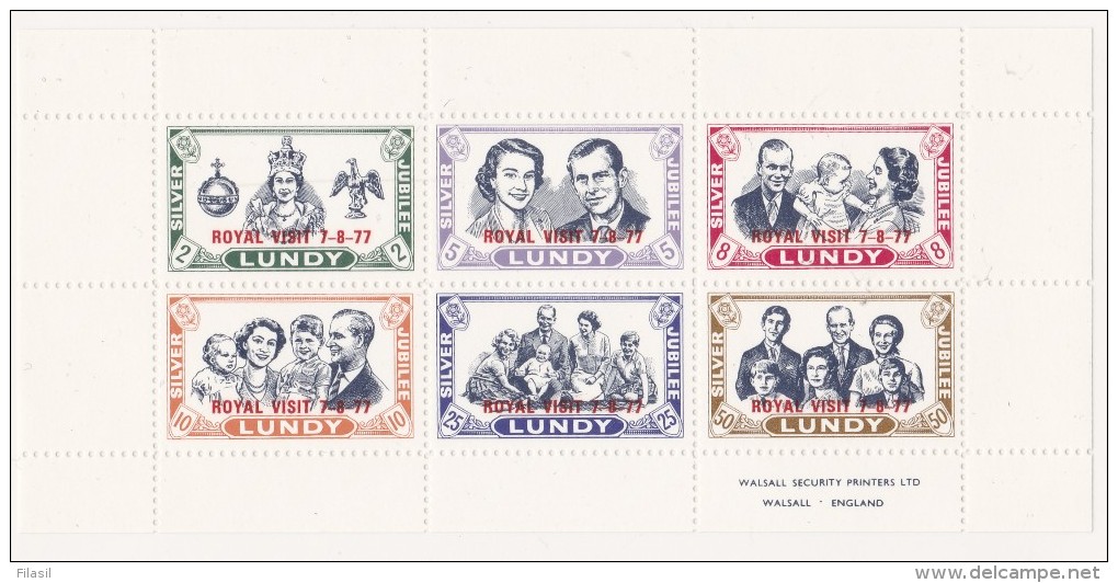 SI53D  Regno Unito LUNDY Europa 1977 Stamps Foglietto Royal Visit 7/8 1977 Jubilee Nuovo MNH - Personalisierte Briefmarken