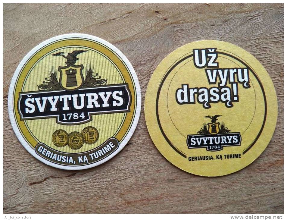 Beer Bier Coaster From Lithuania, Svyturys Lighthouse Eagle Bird, Uz Vyru Drasa - Sous-bocks