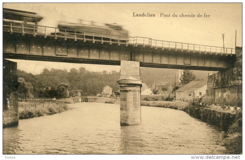 Landelies - Pont Du Chemin De Fer(convoi Ferroviaire, Passage Du Train ) -1941 ( Voir Verso , Jolie Griffe De Landelies) - Montigny-le-Tilleul