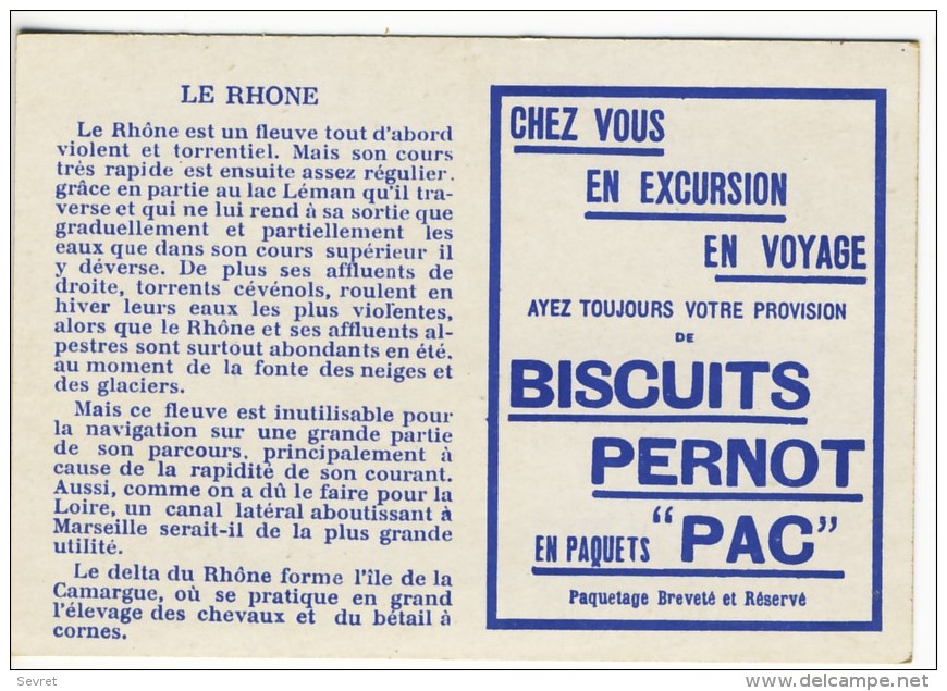 Chromo Biscuit Pernot.  Série  Les Fleuves.    Le Rhône.     Rare - Pernot