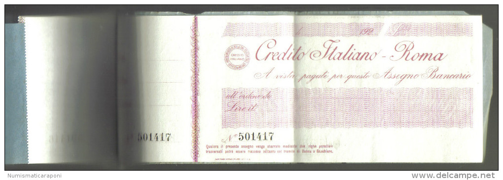 Credito Italiano Bloccheto Assegni Parzialmente Usato 1925-1926 C.1502 - [10] Assegni E Miniassegni