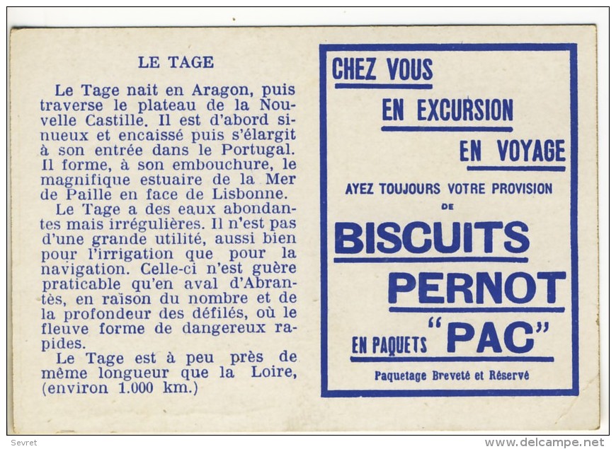Chromo Biscuit Pernot.  Série  Les Fleuves.    Le  Tage .    Rare - Pernot