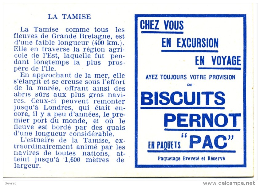 Chromo Biscuit Pernot.  Série  Les Fleuves.    La Tamise  .    Rare - Pernot