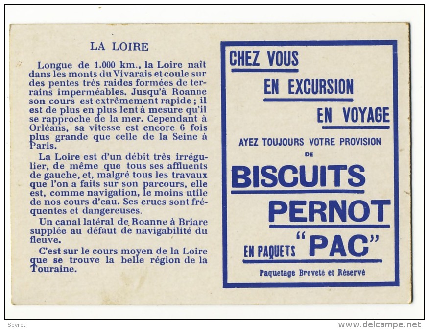 Chromo Biscuit Pernot.  Série  Les Fleuves.    La Loire .    Rare - Pernot