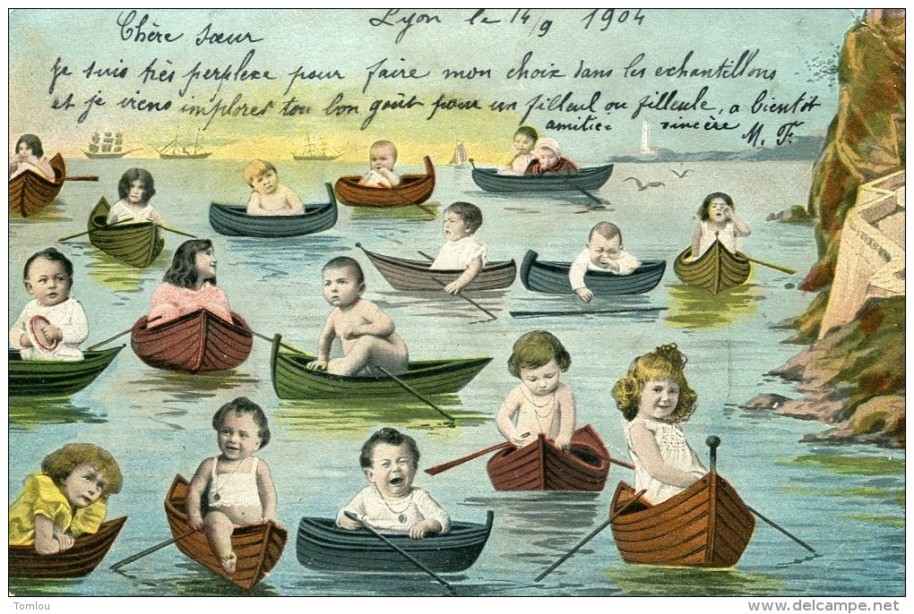 Bébés Sur Barques   1904 - Bébés