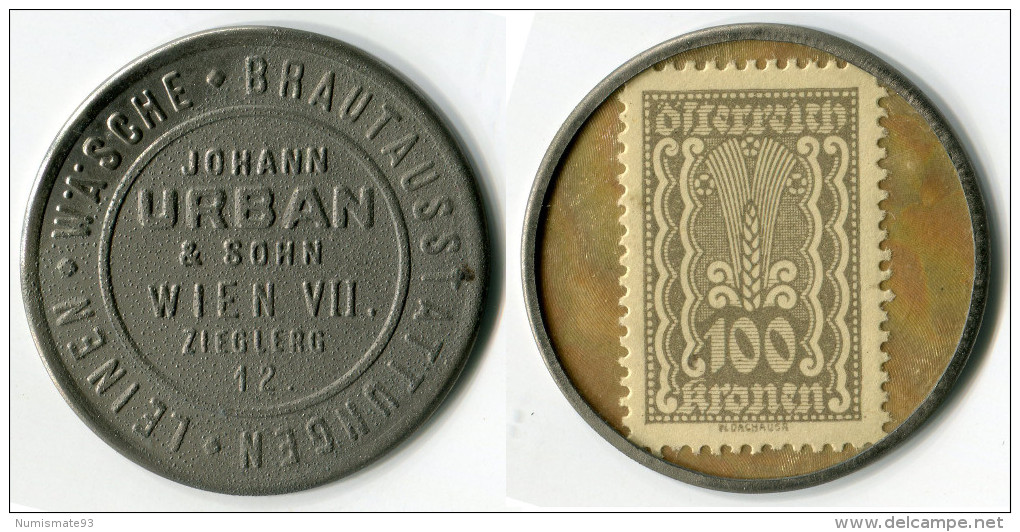 N93-0072 - Timbre-monnaie Johann Urban 100 Kronen - Kapselgeld - Encased Stamp (Autriche) - Notgeld