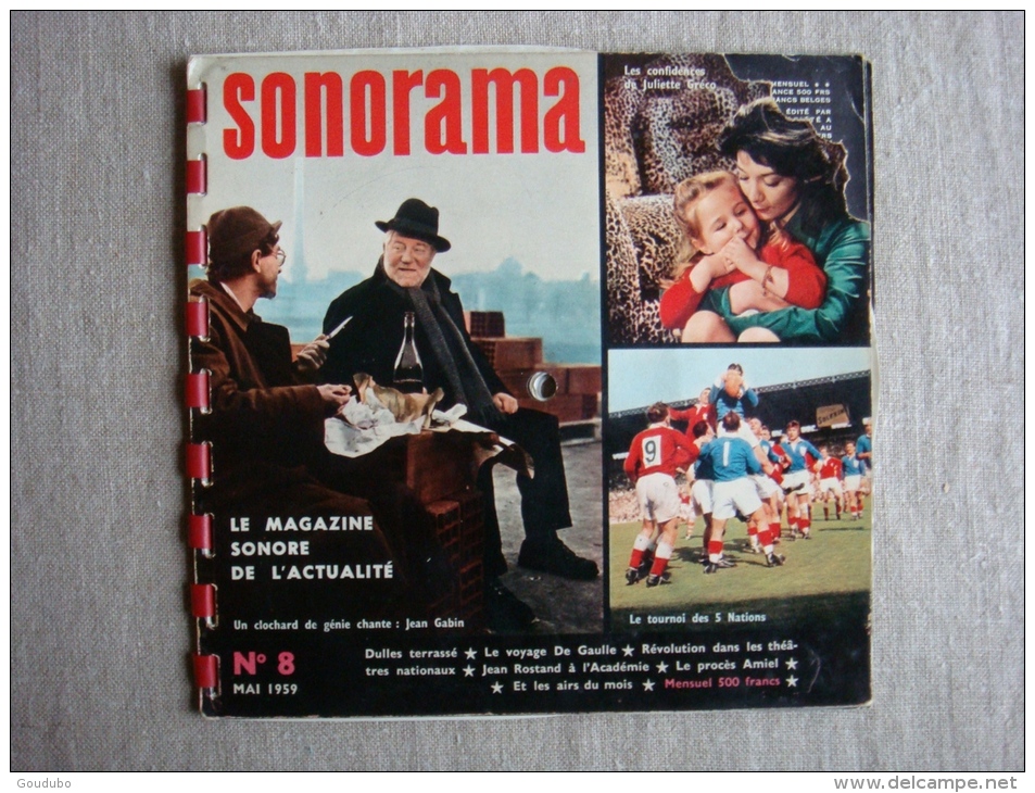 Sonorama N°8 Mai 1959 Gabin, Gréco Tournoi Des 5 Nations. Voir Sommaire Et Photos. - Otros Libros Narrados