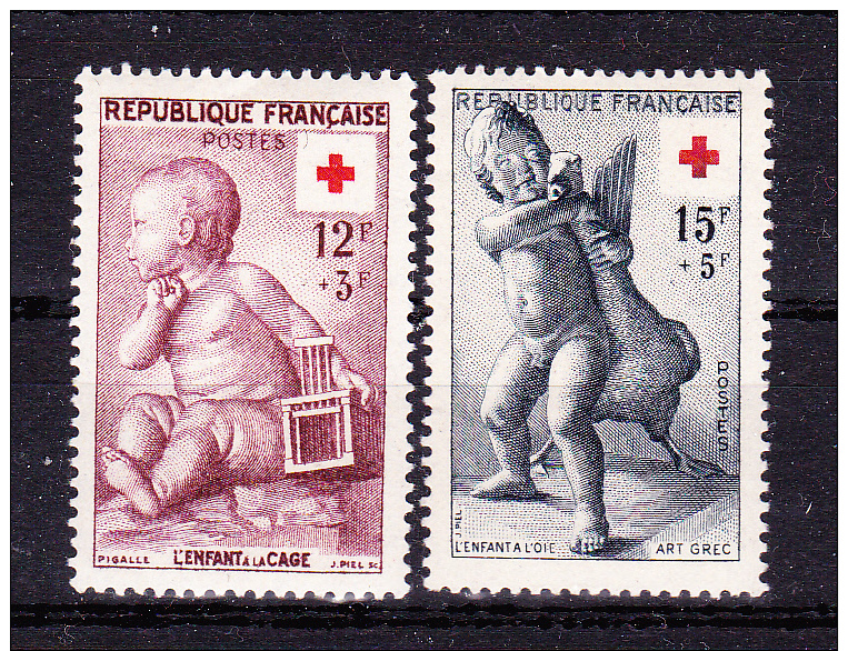 FRANCE  1955 ,  Red Cross  ,  Y&T  #  1048/9,   Cv   16.50  E ,  ** M N H , V V F - Nuovi