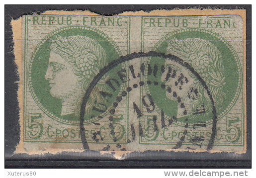 #57# COLONIES GENERALES N° 17 Paire Sur Fgt Oblitéré Bouillante (Guadeloupe) - Cérès