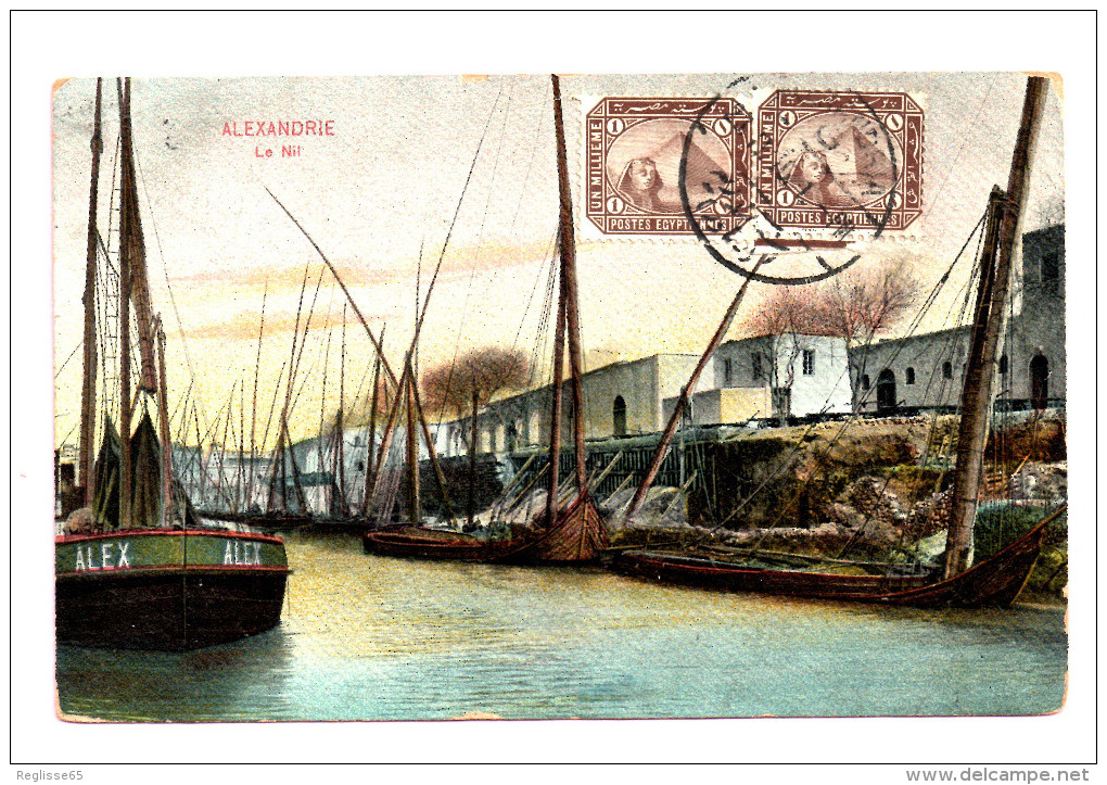 CPA - CARTE COLORISEE - ALEXANDRIE - LE NIL - BC. - 1 - 052 - Alexandrië