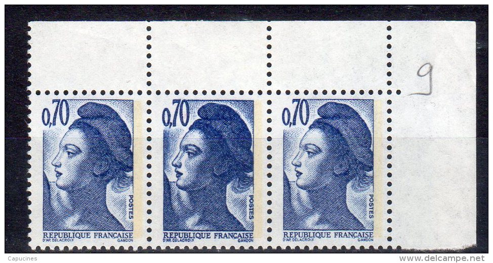Liberté De Gandon - N° 2240a** (0,70F Bleu-violet Avec Double Frappe Du Timbre Central) - 1982-1990 Liberty Of Gandon