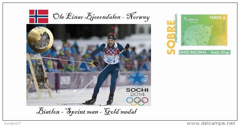 Spain 2014 - XXII Olimpics Winter Games Sochi 2014 Special Prepaid Cover - Biatlon Sprint Man - Winter 2014: Sochi