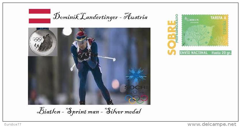 Spain 2014 - XXII Olimpics Winter Games Sochi 2014 Special Prepaid Cover - Biatlon Sprint Man - Winter 2014: Sochi