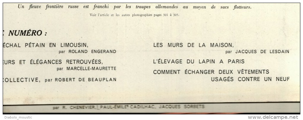 1941 Guerre ALLEMAGNE-RUSSIE ; Portrait Soie De Pétain ;Secours National ; Cheval Roi à Paris; Elevage Du Lapin Partout - L'Illustration