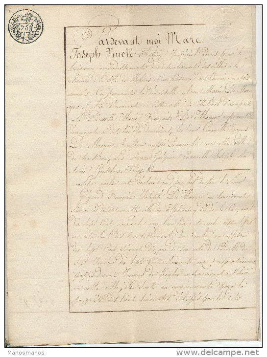 107/22 - Papier Fiscal Révolutionnaire - Acte 1809 Du Notaire Vinck à MALINES , Département Des 2 Nèthes - 1794-1814 (Période Française)