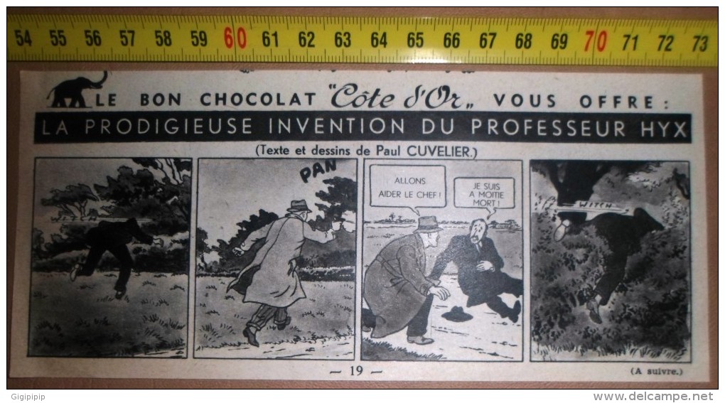 PUB PUBLICITE CHOCOLOAT COTE D OR ELEPHANT LA PRODIGIEUSE AVENTURE DU PROFESSEUR HYX ILLUSTRE PAR PAUL CUVELIER - Publicités