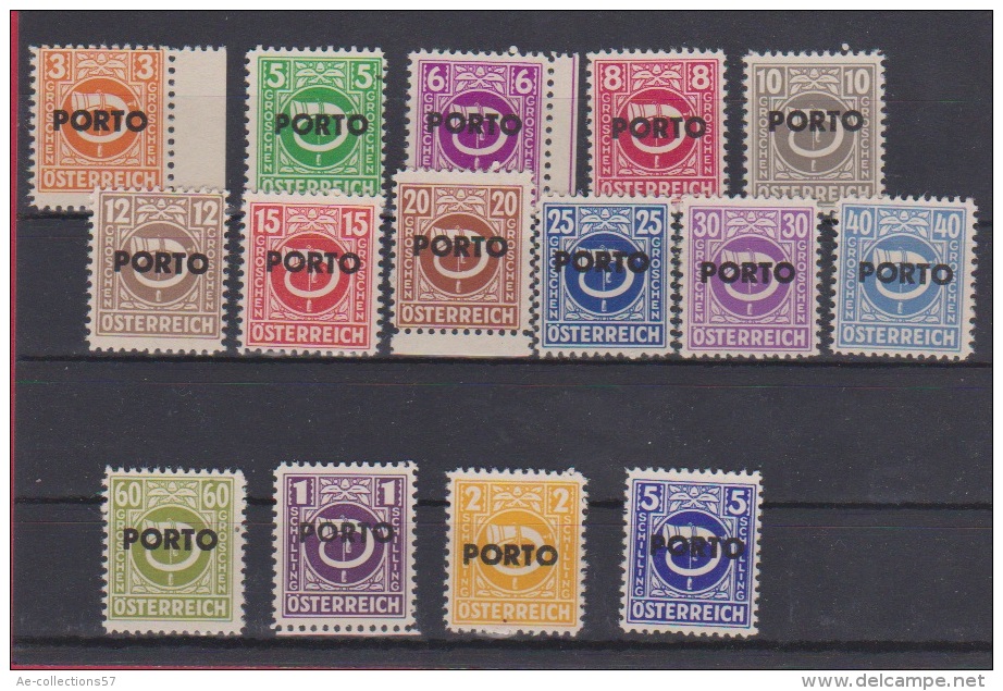 AUTRICHE //  Série  Porto  // N 185 à 199   //   NEUF **  // - Unused Stamps