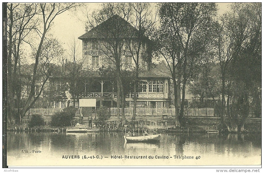 95 CPA Auvers Sur Oise Hotel Restaurant Du Casino Embarcadaire Au Dos Texte Publicitaire Hermitage Mauric - Auvers Sur Oise