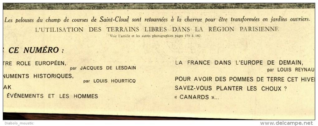 1941 Comment Planter Des Pommes De Terre Et Des Choux à Paris ; PETAIN ; Le 6eme B.C.A. Défile - L'Illustration