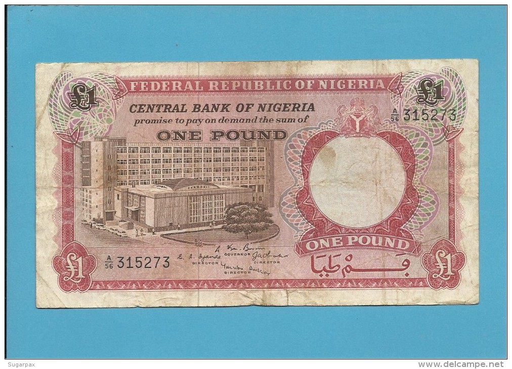 1 POUND - ND ( 1967 ) - P 8 - Serie A/56 - CENTRAL BANK OF NIGERIA - Nigeria