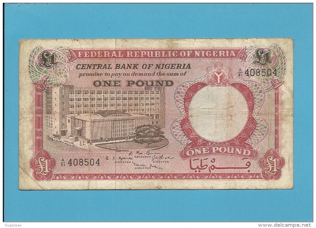 1 POUND - ND ( 1967 ) - P 8 - Serie A/81 - CENTRAL BANK OF NIGERIA - Nigeria