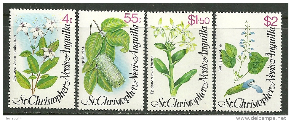 St. Kitts-Nevis     "Flowers"     Set    SC# 393-96    MNH** - St.Kitts And Nevis ( 1983-...)