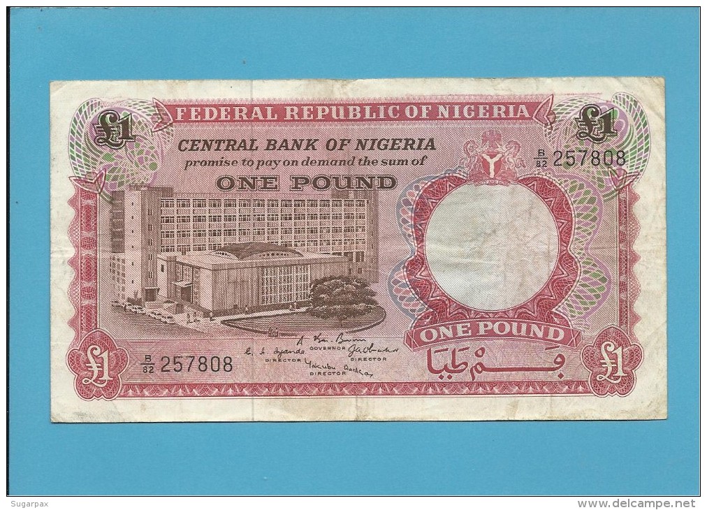 1 POUND - ND ( 1967 ) - P 8 - Serie B/82 - CENTRAL BANK OF NIGERIA - Nigeria