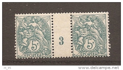 Millesime 3 - 1903 - 5c Type Blanc Vert Bleu - Infime Trace De Charniere - Millesimes