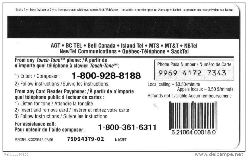 CARTE PREPAYEE CANADA  HELLO *10$   Carte Allo - Canada