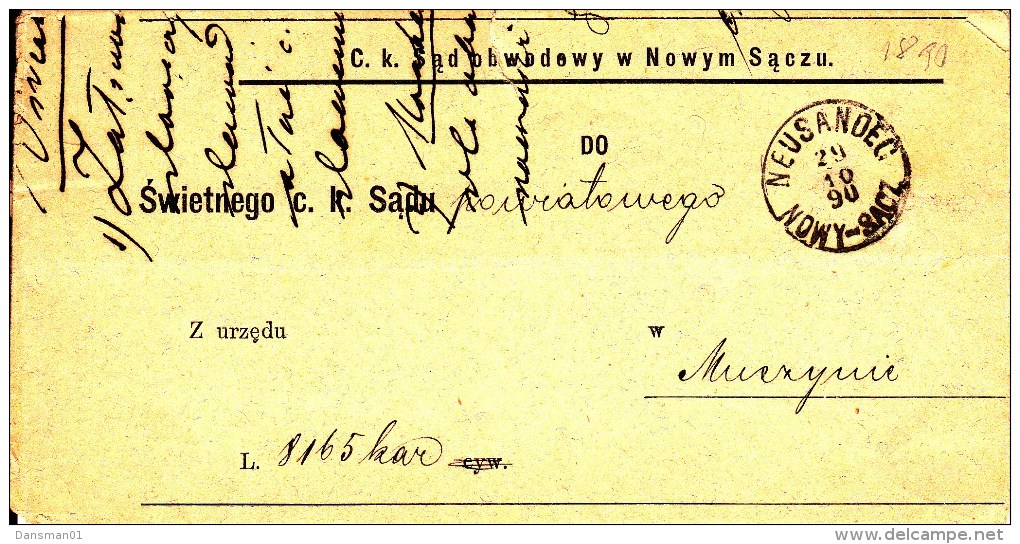 POLAND Prephilatelic 1890 NEU SANDEC Full Letter - ...-1860 Prefilatelia