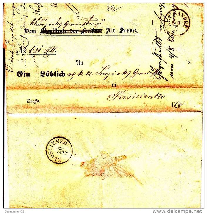 POLAND Prephilatelic 1862 ALT SANDEC To KROSCIENKO Full Letter - ...-1860 Prefilatelia