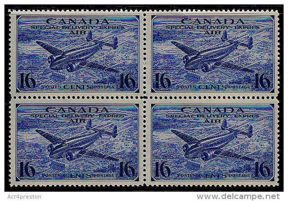 C5013 CANADA 1942, SG S13 Ultramarine, Special Delivery, Air  MNH Block Of 4 - Luchtpost: Expres