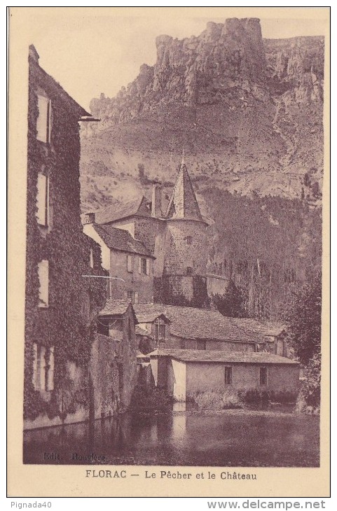 Cp , 48 , FLORAC , Le Pêcher Et Le Château - Florac