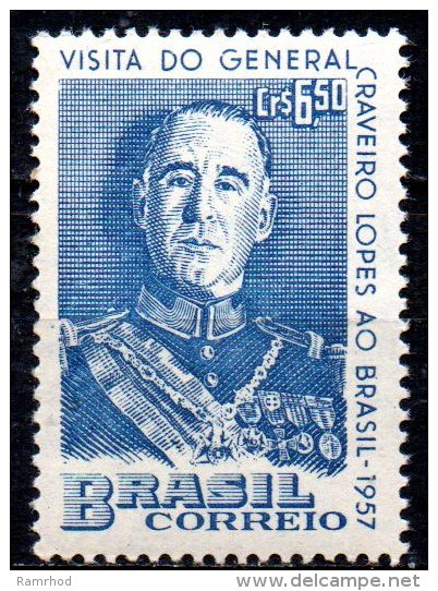 BRAZIL 1957 Visit Of President Of Portugal. - 6cr50 Gen. Craveiro Lopes   MNH - Unused Stamps
