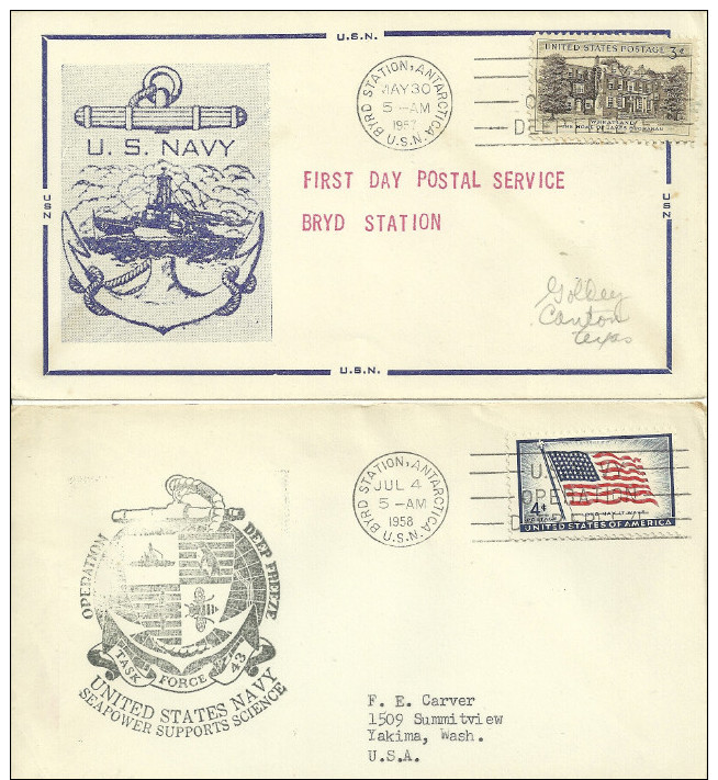 ANTÁRTIDA - ESTADOS UNIDOS-USA / BIRD STATION 30.05.1957 / BIRD STATION 04.07.1958 - Research Stations