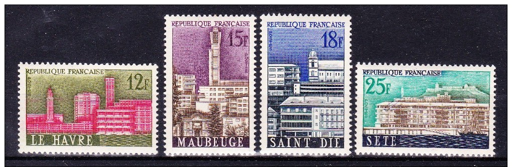 FRANCE  1958   Towns Reconstruction,   Y&T   #   1152/5   Cv  4.50  E  ,    ** M N H , V V F - Unused Stamps