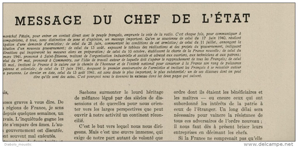 1941 Pétain discours ;UKRAINE ;C-torpilleur CHEVALIER-PAUL ;Potager familial; Meunerie Barbegal ARLES; Serment de RONCAL