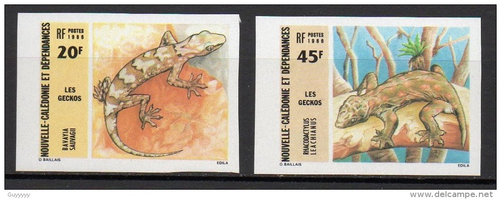 Nouvelle Calédonie - 1986 - Yvert N° 516 & 517 ** - Geckos - Non Dentelés ** - Non Dentelés, épreuves & Variétés