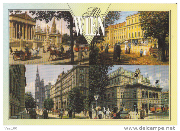 CPA VIENNA- SCHONBRUNN PALACE, CITY HALL, OPERA HOUSE, PARLIAMENT, TRAM, TRAMWAY - Schloss Schönbrunn