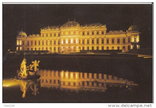 CPA VIENNA- BELVEDERE PALACE BY NIGHT, FOUNTAIN - Belvédère