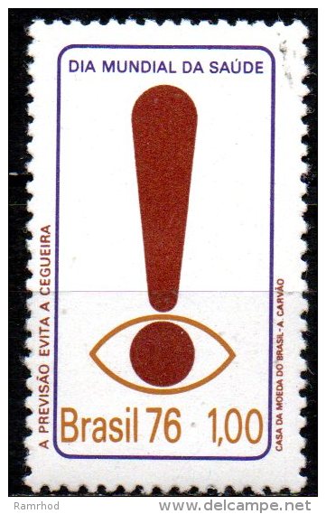 BRAZIL 1976 World Health Day - 1cr 'Eye' Part Of Exclamation Mark   MNH - Neufs