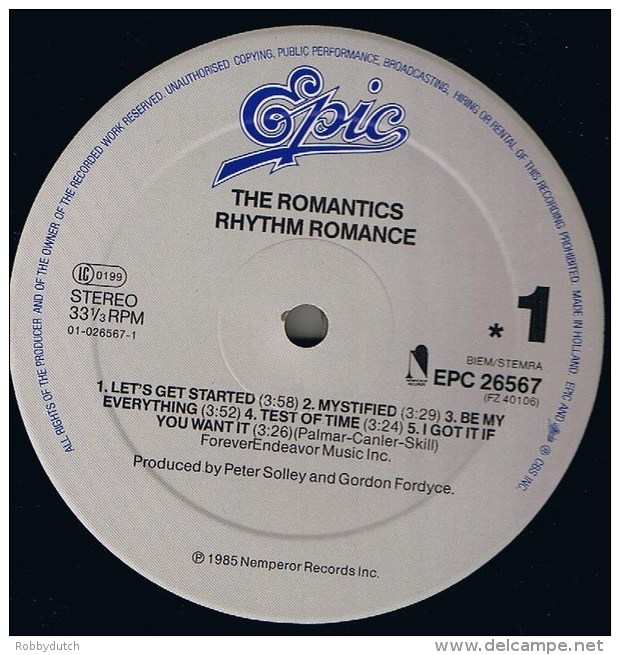 * LP *  ROMANTICS - RHYTHM ROMANCE (Holland 1985 EX!!!) - Punk