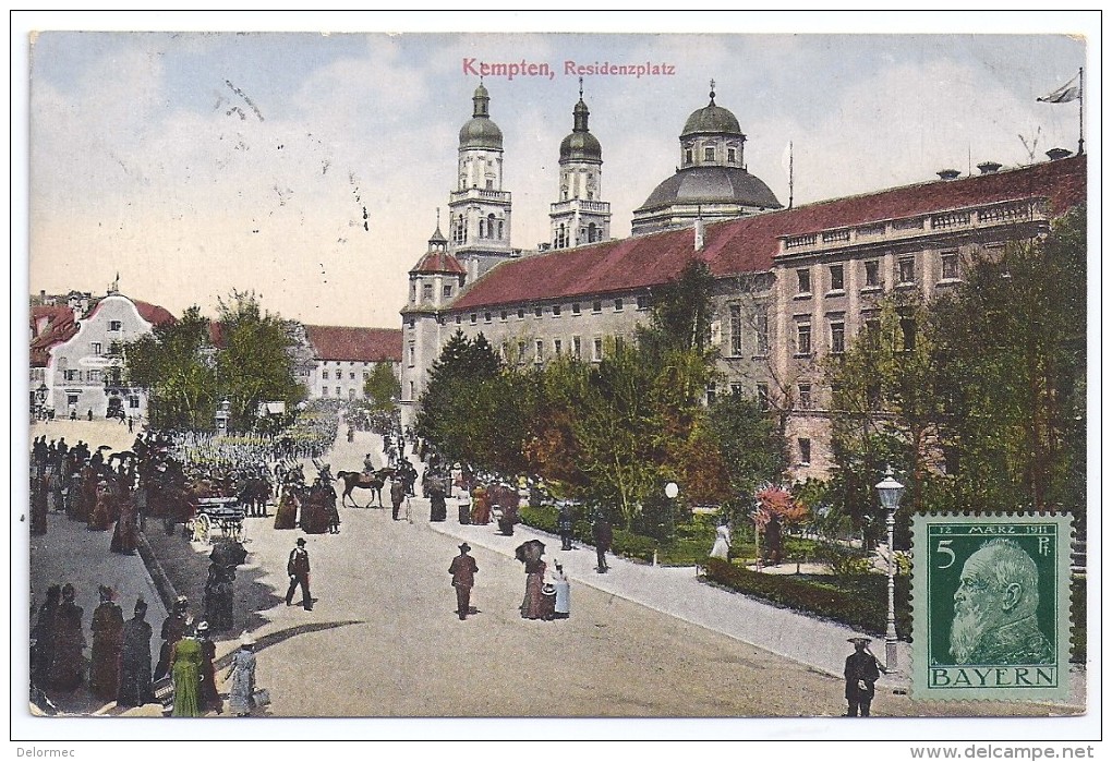 CPA Kempten Deutschland Residenzplatz édit Franz Joseph Huber´s München écrite Timbrée 1913 Bon état - Kempten